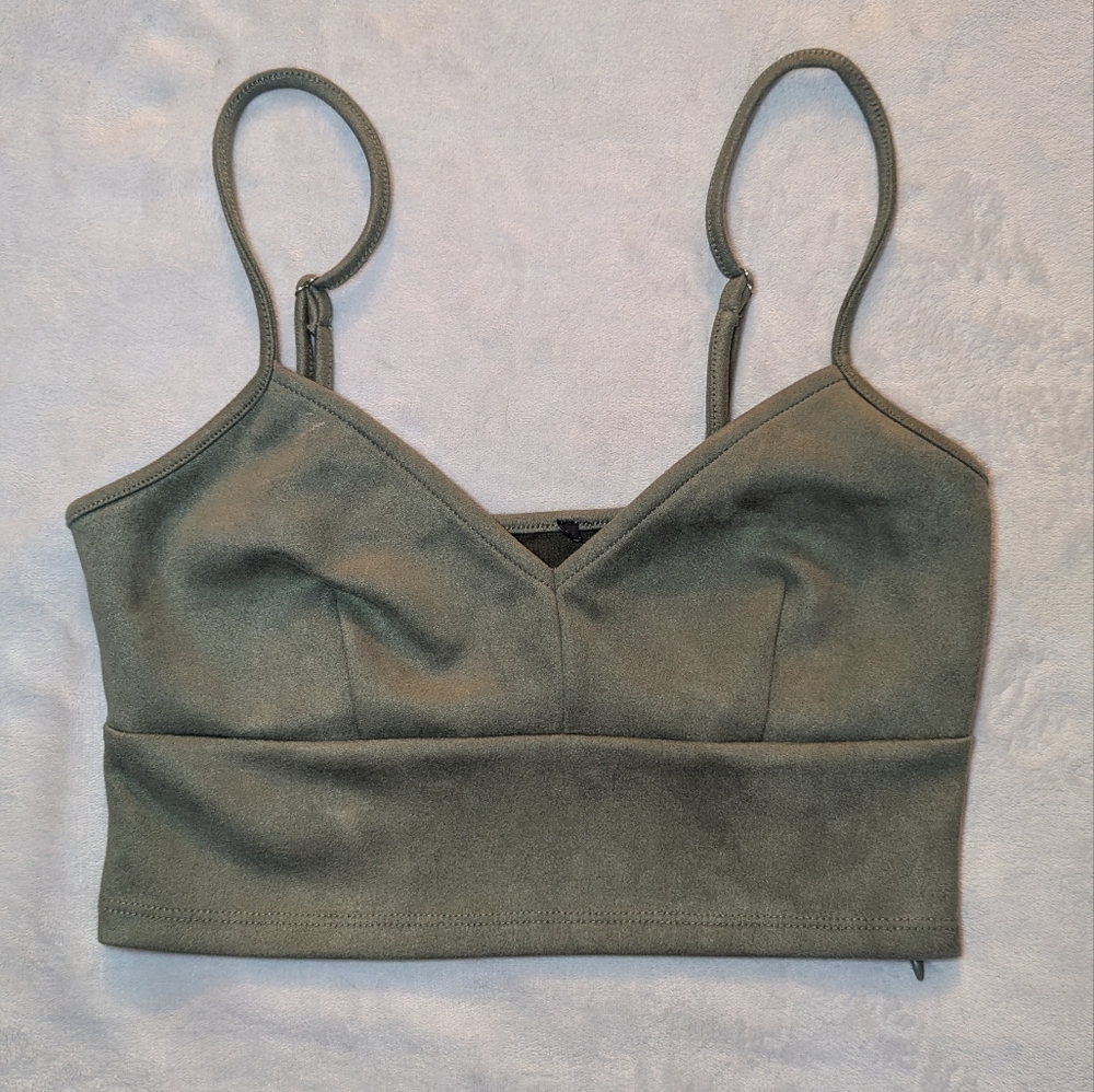 Green Corset Crop Top